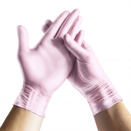 Espeon - Perleťově růžové nitrilové rukavice S