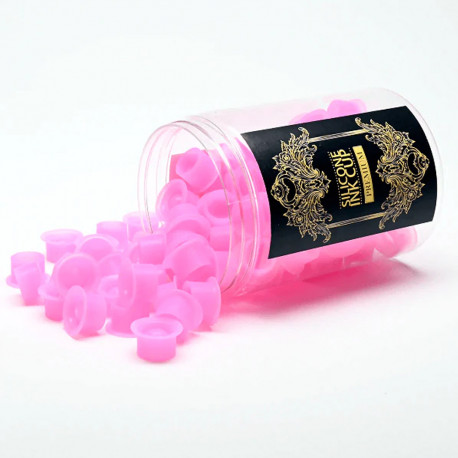 Pink Silicone Ink Cups - 100 pcs