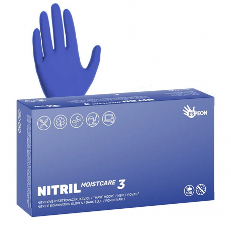 Espeon - Tmavomodré nitrilové rukavice MOISTCARE3 100 ks