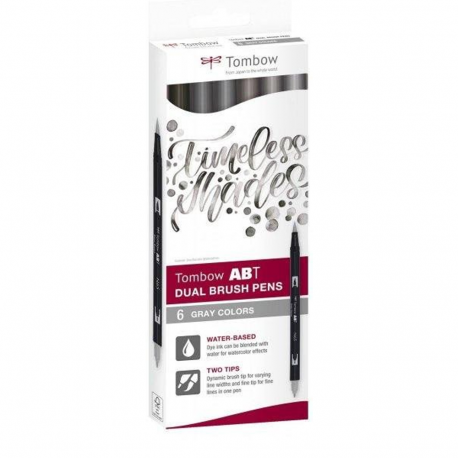 Tombow - ABT Dual Brush Pen - Gray Colors, 6 ks
