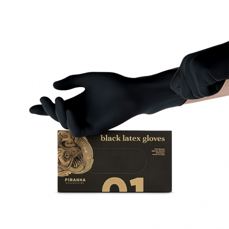 Piranha - Black Latex Gloves (100 pcs)