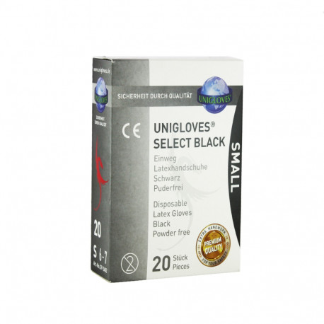 Unigloves - Select Black - Černé latexové rukavice S (20 ks) Unigloves - Select Black - Černé latexové rukavice S (20 ks)
