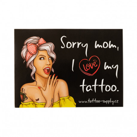 Pop art style tattoo of a cat saying “Sorry mom, I... - Tattoofilter USA  for Men and Women