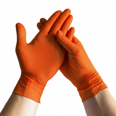 Espeon - Oranžové nitrilové rukavice Extra Strong L